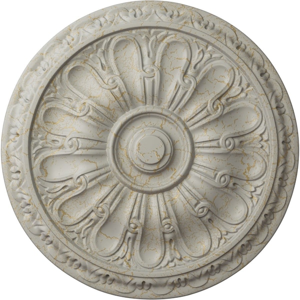 Ekena Millwork Kirke Ceiling Medallion (Fits Canopies up to 3 3/4"), 15 3/4"OD x 5/8"P, Pot of Cream Crackle CM16KIPCC - main